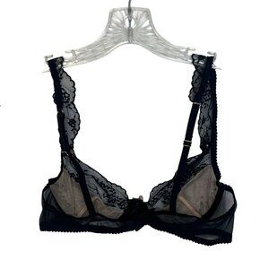 Adore Me Underwire Bra Size 34B Black Sheer Lace